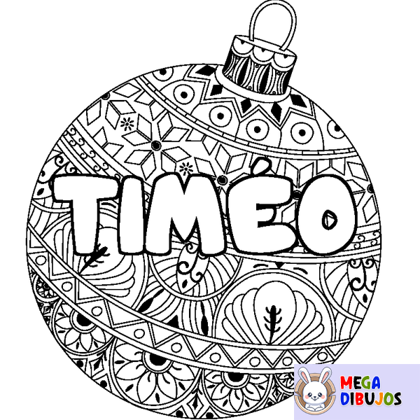 Coloraci&oacute;n del nombre TIM&Eacute;O - decorado bola de Navidad