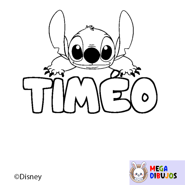 Coloraci&oacute;n del nombre TIM&Eacute;O - decorado Stitch