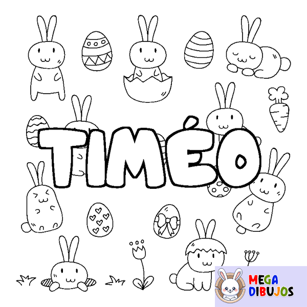 Coloraci&oacute;n del nombre TIM&Eacute;O - decorado Pascua