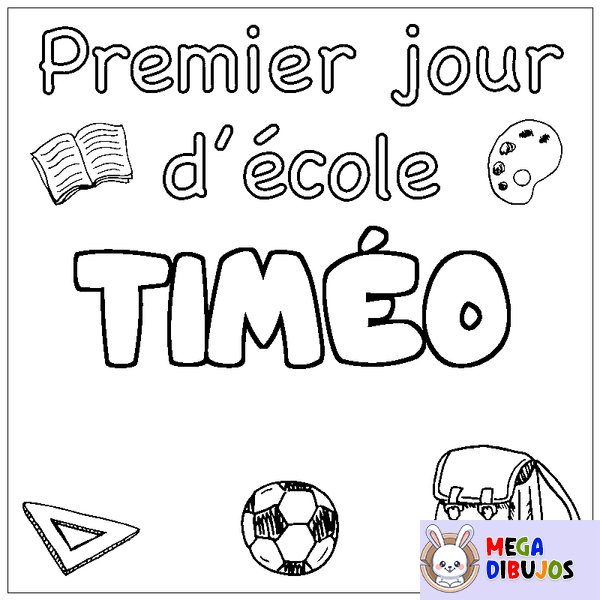 Coloraci&oacute;n del nombre TIM&Eacute;O - decorado primer d&iacute;a de escuela