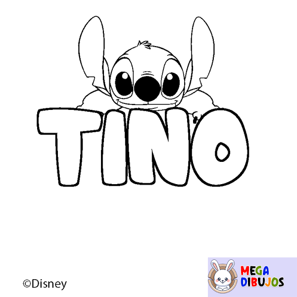Coloraci&oacute;n del nombre TINO - decorado Stitch