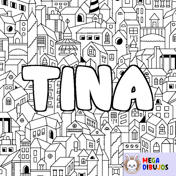 Coloraci&oacute;n del nombre TINA - decorado ciudad