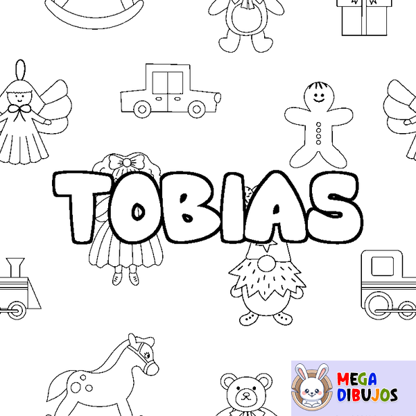 Coloraci&oacute;n del nombre TOBIAS - decorado juguetes