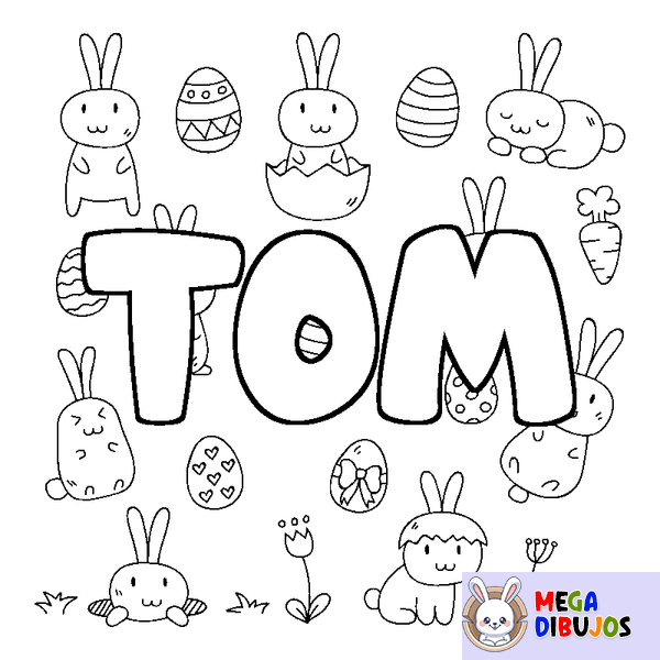 Coloraci&oacute;n del nombre TOM - decorado Pascua