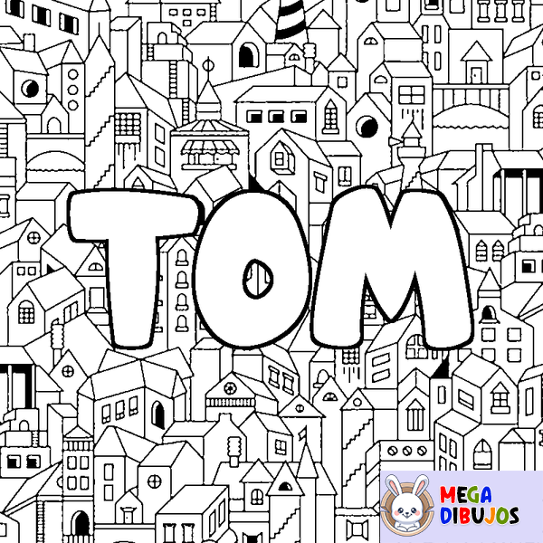 Coloraci&oacute;n del nombre TOM - decorado ciudad