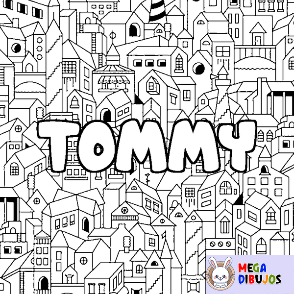 Coloraci&oacute;n del nombre TOMMY - decorado ciudad