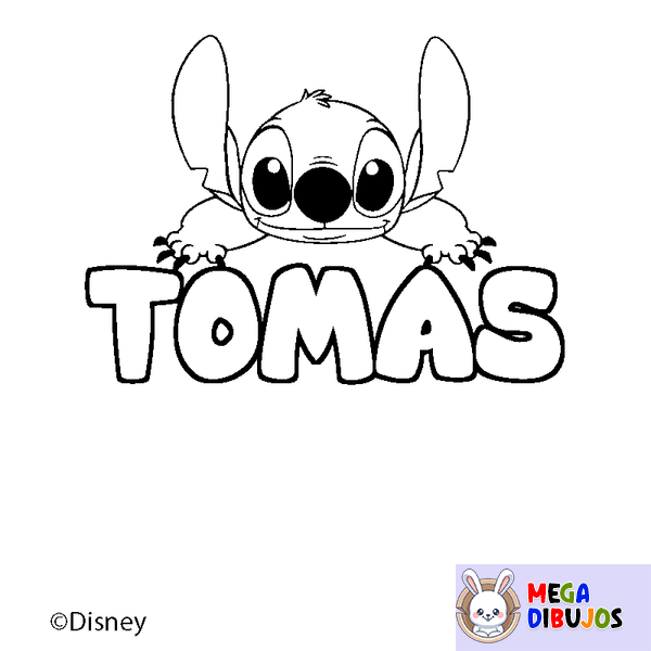 Coloraci&oacute;n del nombre TOMAS - decorado Stitch