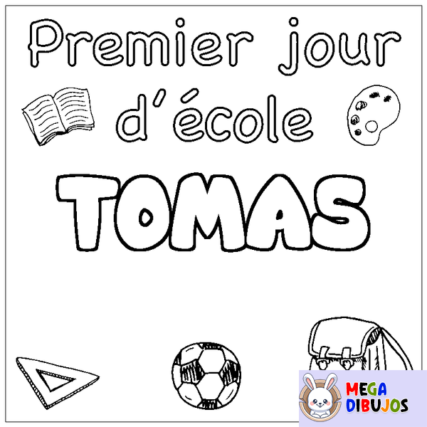 Coloraci&oacute;n del nombre TOMAS - decorado primer d&iacute;a de escuela
