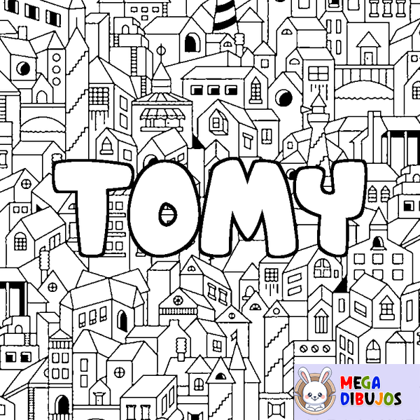 Coloraci&oacute;n del nombre TOMY - decorado ciudad