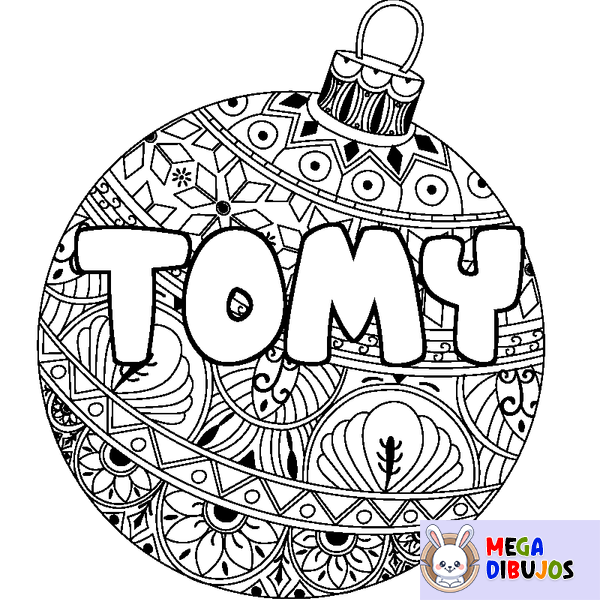 Coloraci&oacute;n del nombre TOMY - decorado bola de Navidad