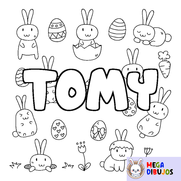 Coloraci&oacute;n del nombre TOMY - decorado Pascua