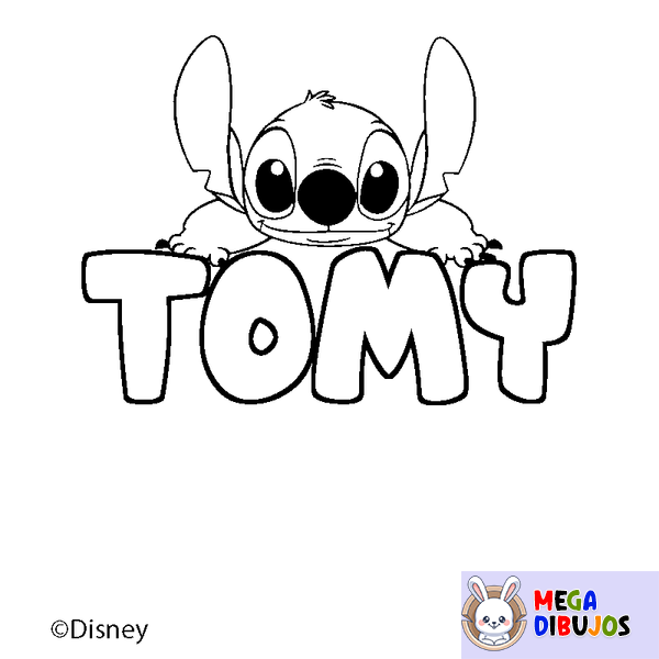 Coloraci&oacute;n del nombre TOMY - decorado Stitch