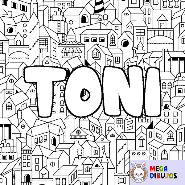 Coloraci&oacute;n del nombre TONI - decorado ciudad