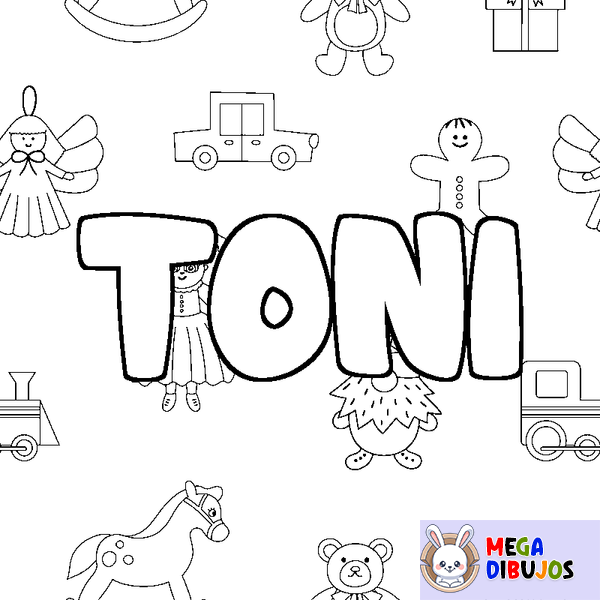 Coloraci&oacute;n del nombre TONI - decorado juguetes