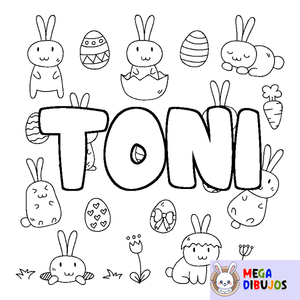 Coloraci&oacute;n del nombre TONI - decorado Pascua
