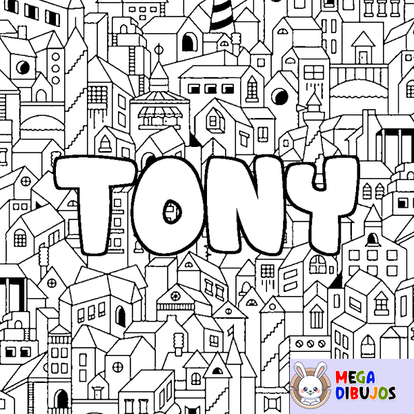 Coloraci&oacute;n del nombre TONY - decorado ciudad