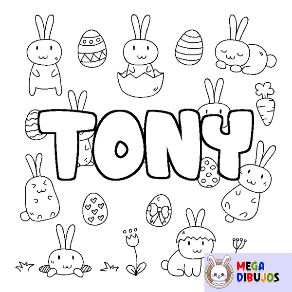 Coloraci&oacute;n del nombre TONY - decorado Pascua