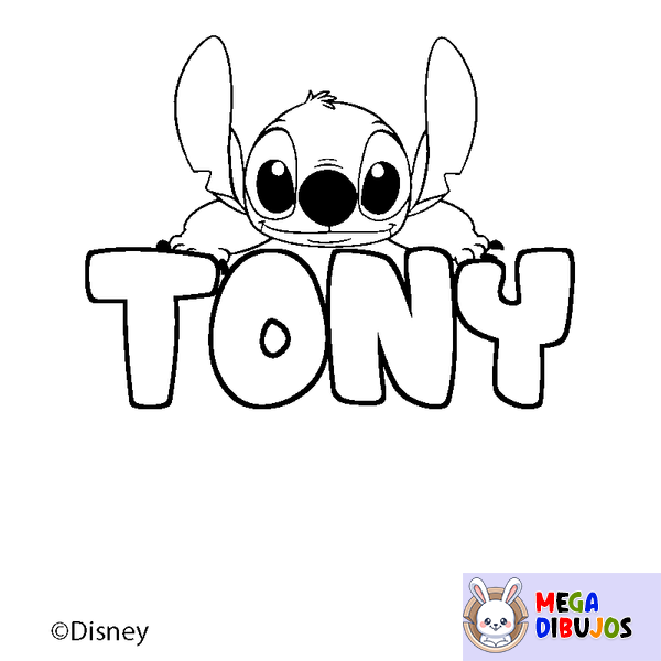 Coloraci&oacute;n del nombre TONY - decorado Stitch