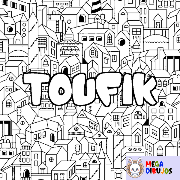 Coloraci&oacute;n del nombre TOUFIK - decorado ciudad