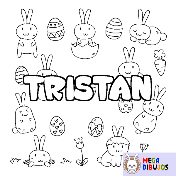 Coloraci&oacute;n del nombre TRISTAN - decorado Pascua
