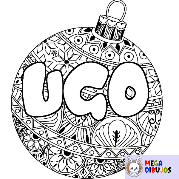 Coloraci&oacute;n del nombre UGO - decorado bola de Navidad