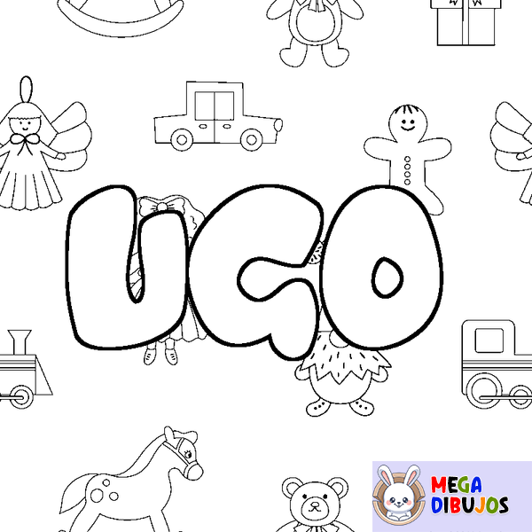 Coloraci&oacute;n del nombre UGO - decorado juguetes