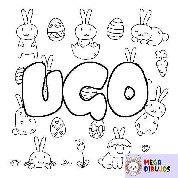 Coloraci&oacute;n del nombre UGO - decorado Pascua