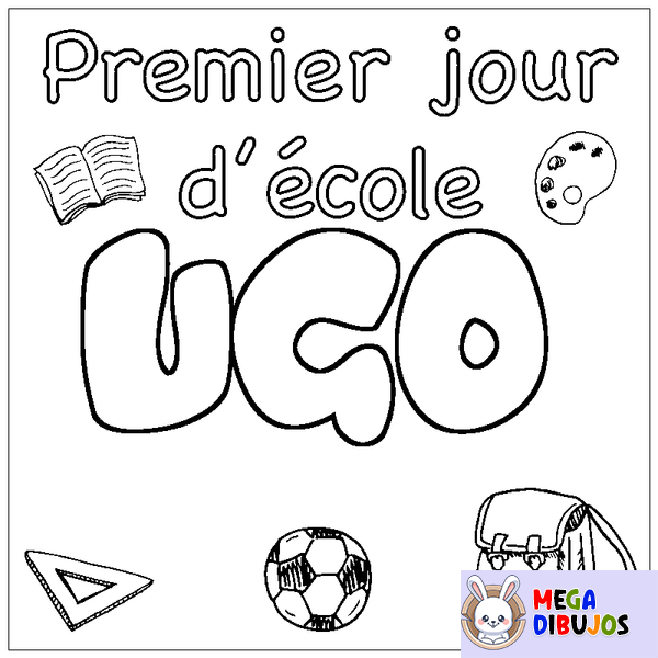 Coloraci&oacute;n del nombre UGO - decorado primer d&iacute;a de escuela