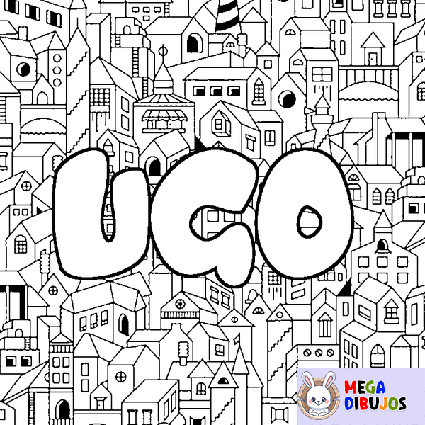 Coloraci&oacute;n del nombre UGO - decorado ciudad