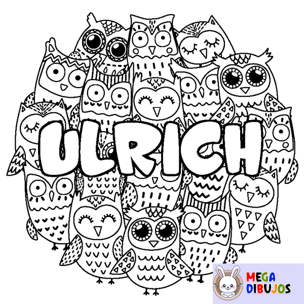 Coloraci&oacute;n del nombre ULRICH - decorado b&uacute;hos