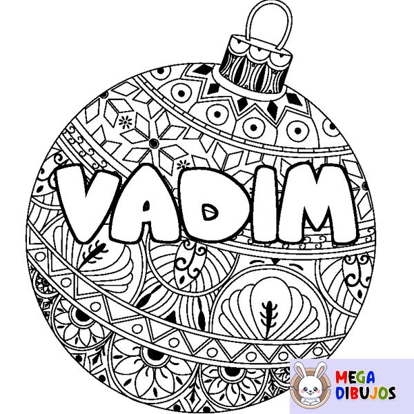 Coloraci&oacute;n del nombre VADIM - decorado bola de Navidad