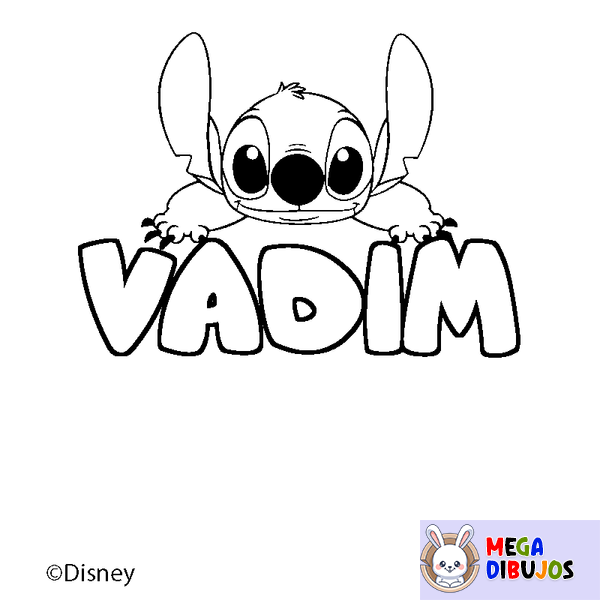 Coloraci&oacute;n del nombre VADIM - decorado Stitch