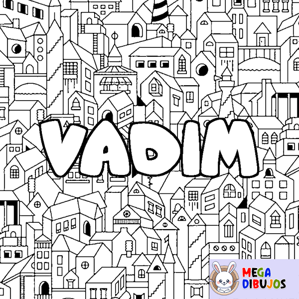 Coloraci&oacute;n del nombre VADIM - decorado ciudad