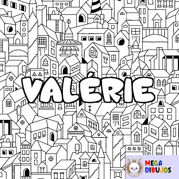 Coloraci&oacute;n del nombre VAL&Eacute;RIE - decorado ciudad