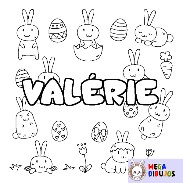 Coloraci&oacute;n del nombre VAL&Eacute;RIE - decorado Pascua