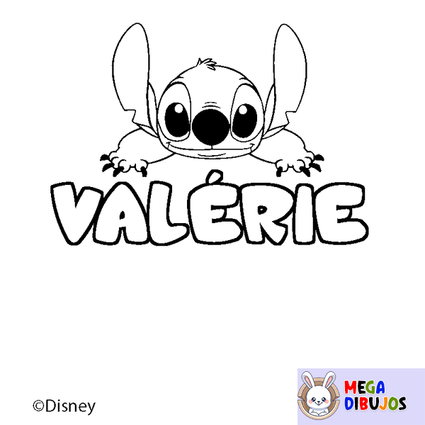Coloraci&oacute;n del nombre VAL&Eacute;RIE - decorado Stitch