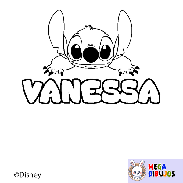 Coloraci&oacute;n del nombre VANESSA - decorado Stitch