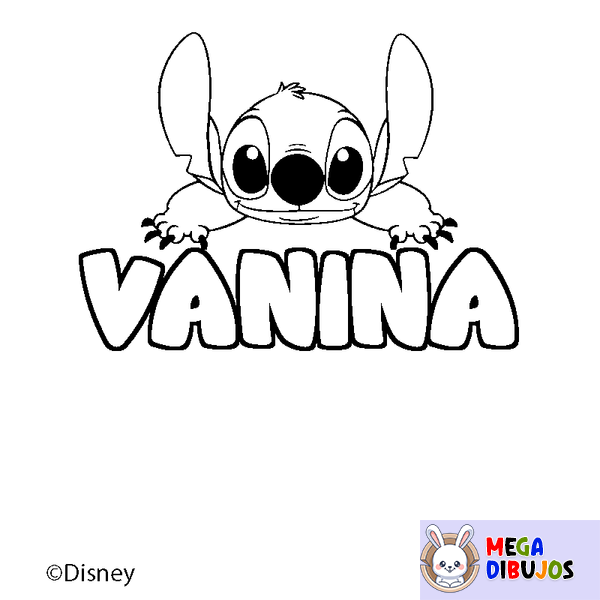 Coloraci&oacute;n del nombre VANINA - decorado Stitch