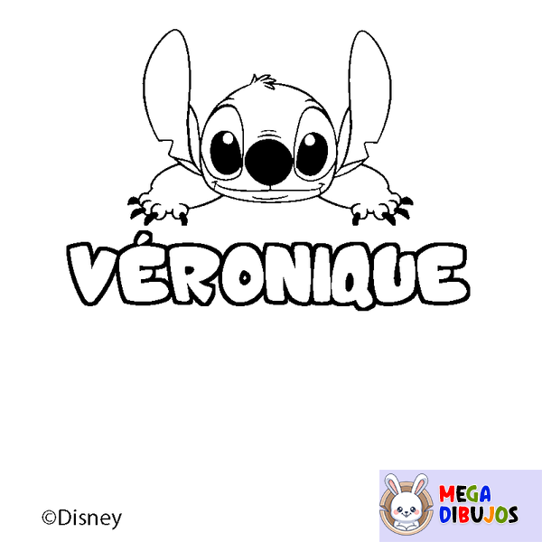 Coloraci&oacute;n del nombre V&Eacute;RONIQUE - decorado Stitch