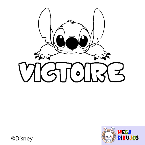 Coloraci&oacute;n del nombre VICTOIRE - decorado Stitch