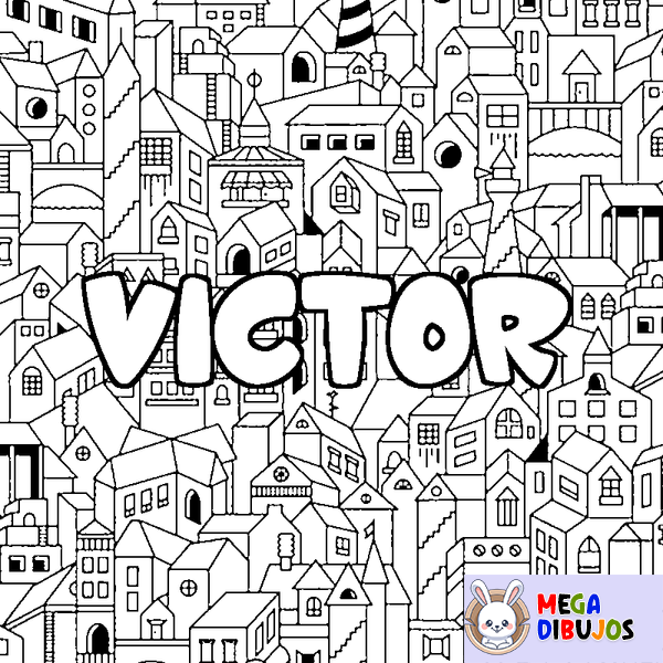 Coloraci&oacute;n del nombre VICTOR - decorado ciudad