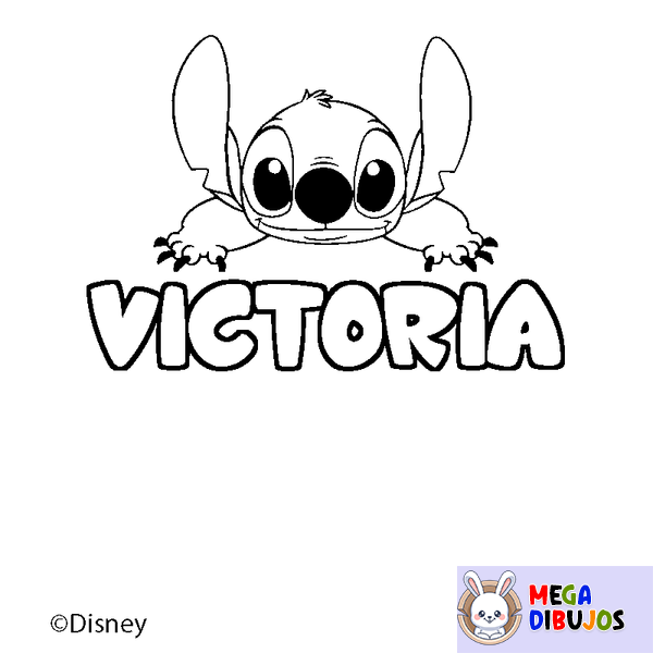 Coloraci&oacute;n del nombre VICTORIA - decorado Stitch
