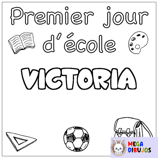 Coloraci&oacute;n del nombre VICTORIA - decorado primer d&iacute;a de escuela
