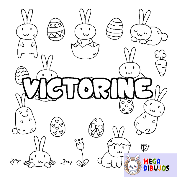 Coloraci&oacute;n del nombre VICTORINE - decorado Pascua