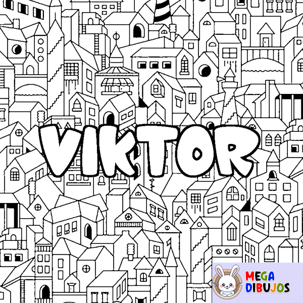 Coloraci&oacute;n del nombre VIKTOR - decorado ciudad