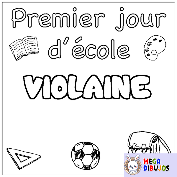 Coloraci&oacute;n del nombre VIOLAINE - decorado primer d&iacute;a de escuela