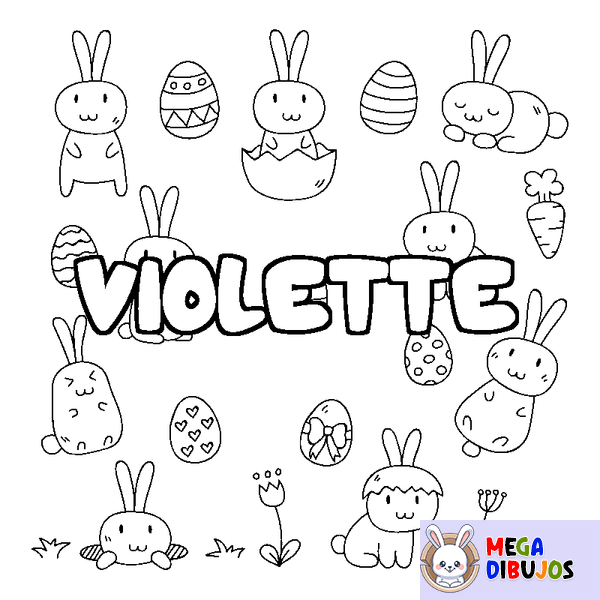 Coloraci&oacute;n del nombre VIOLETTE - decorado Pascua
