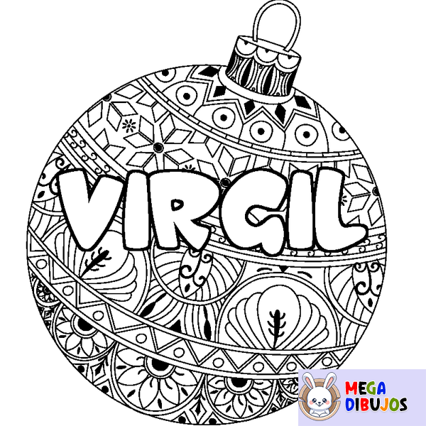 Coloraci&oacute;n del nombre VIRGIL - decorado bola de Navidad