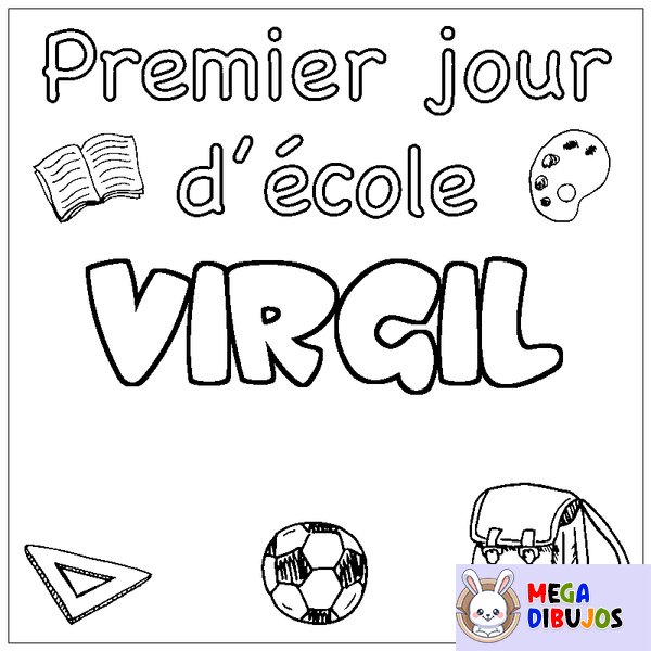 Coloraci&oacute;n del nombre VIRGIL - decorado primer d&iacute;a de escuela