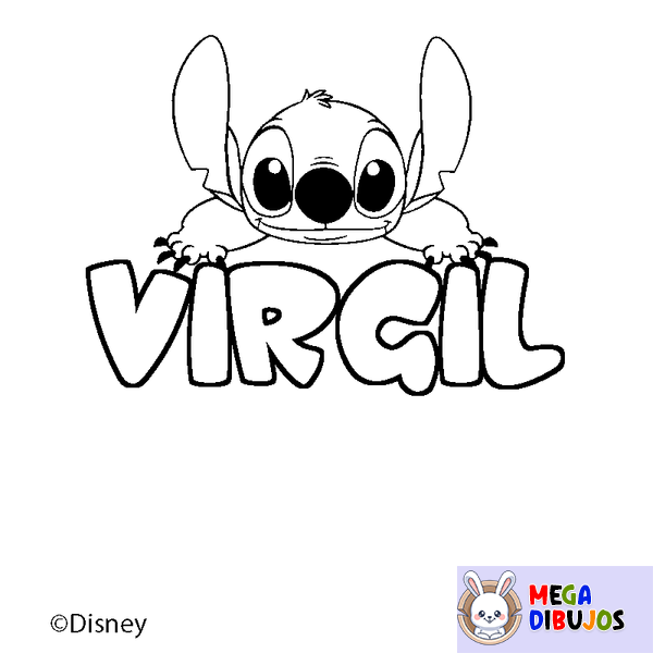 Coloraci&oacute;n del nombre VIRGIL - decorado Stitch